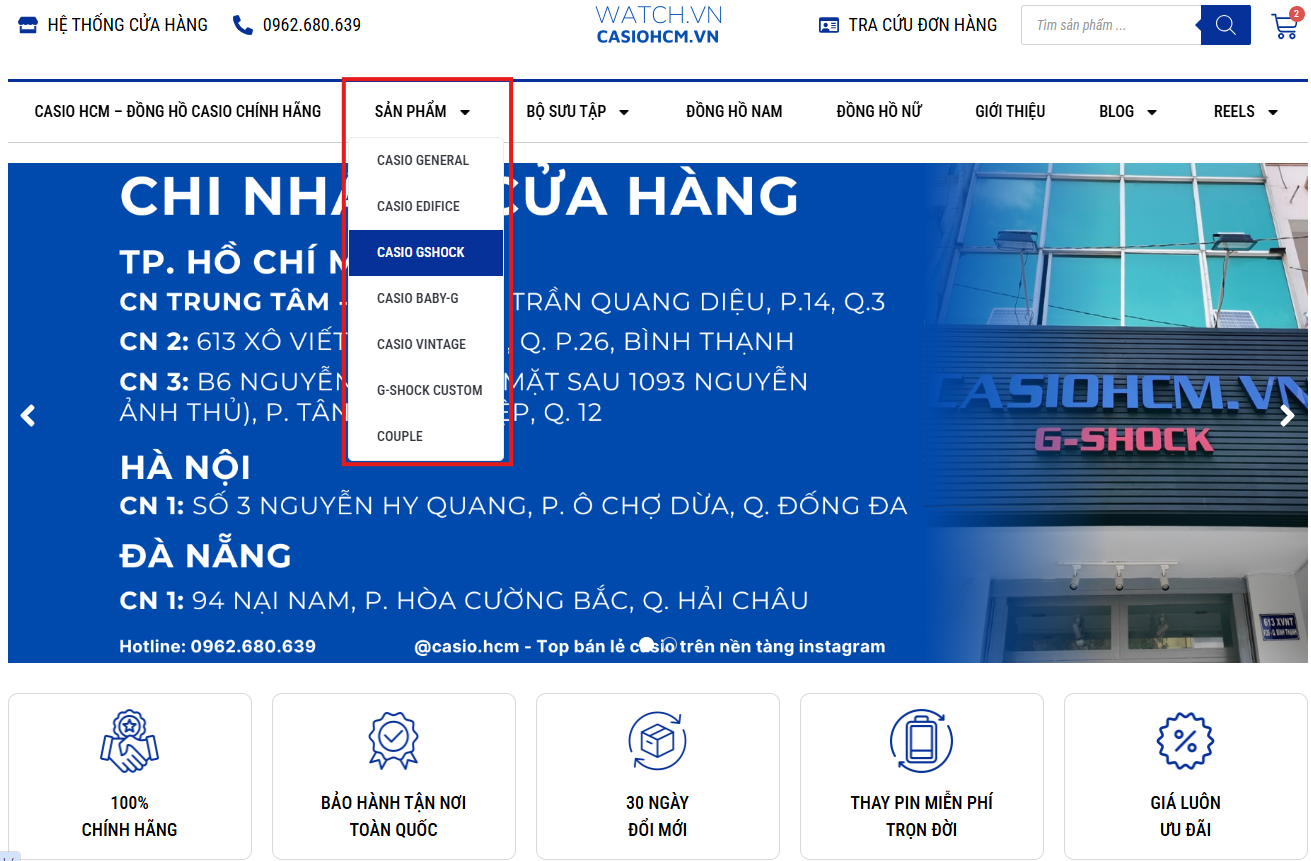 Mua sắm nhanh chóng cùng bộ lọc sản phẩm trên website đồng hồ CASIOHCM